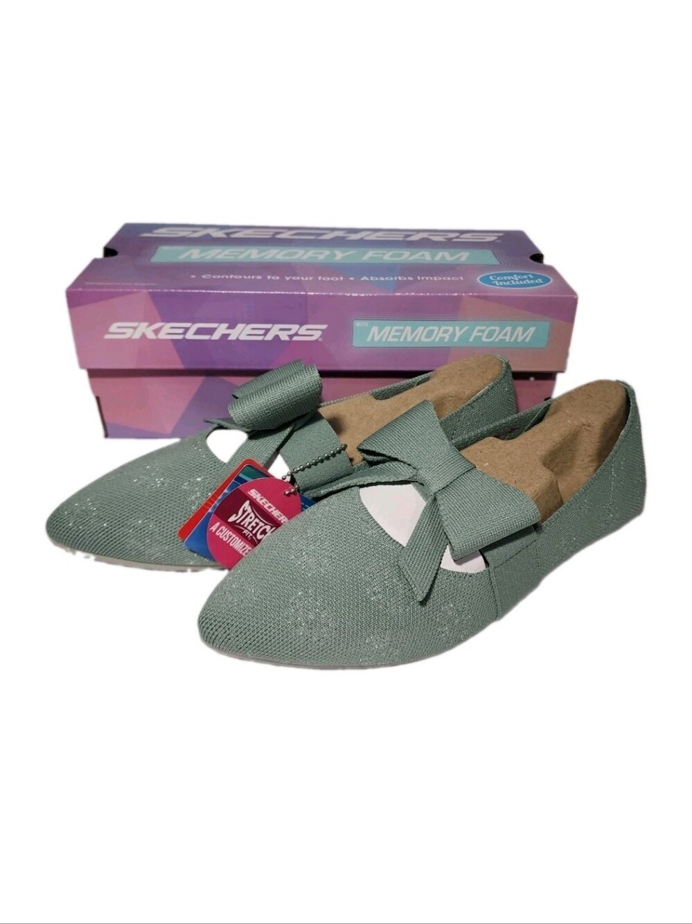 NWT Skechers Chloe Point Slip On Shoes Women's 8.5 Sage Wide Fit New In Box